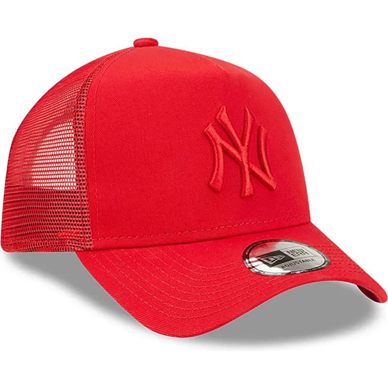 petten-gebogen-rood-snapback-a-frame-tonal-mesh-van-new-york-yankees-mlb-van-new-era