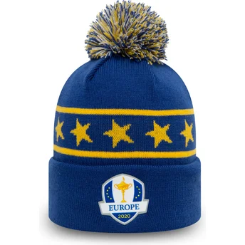 New Era Cuff Sunday Bobble Ryder Cup Europe Blue and Yellow Beanie with Pompom