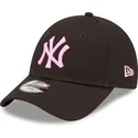 petten-gebogen-zwart-verstelbaar-voor-kinderen-rosa-9forty-league-essential-van-new-york-yankees-mlb-van-new-era