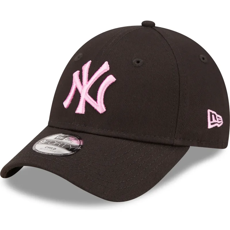 petten-gebogen-zwart-verstelbaar-voor-kinderen-rosa-9forty-league-essential-van-new-york-yankees-mlb-van-new-era