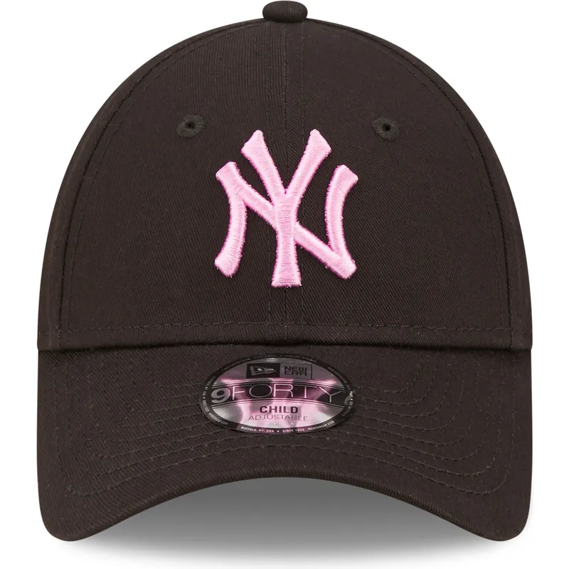 petten-gebogen-zwart-verstelbaar-voor-kinderen-rosa-9forty-league-essential-van-new-york-yankees-mlb-van-new-era