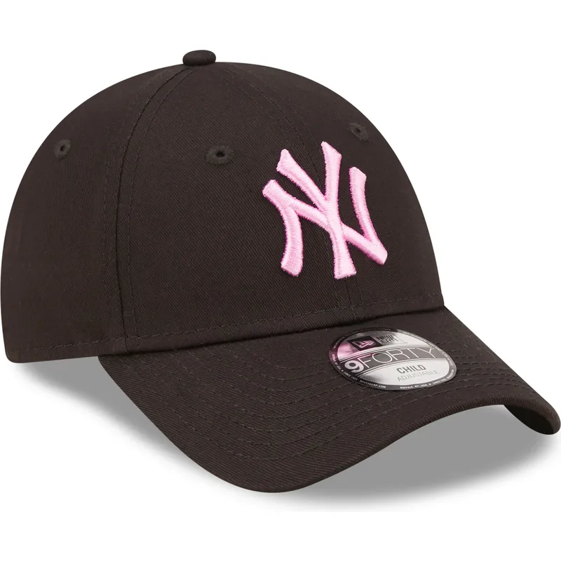 petten-gebogen-zwart-verstelbaar-voor-kinderen-rosa-9forty-league-essential-van-new-york-yankees-mlb-van-new-era