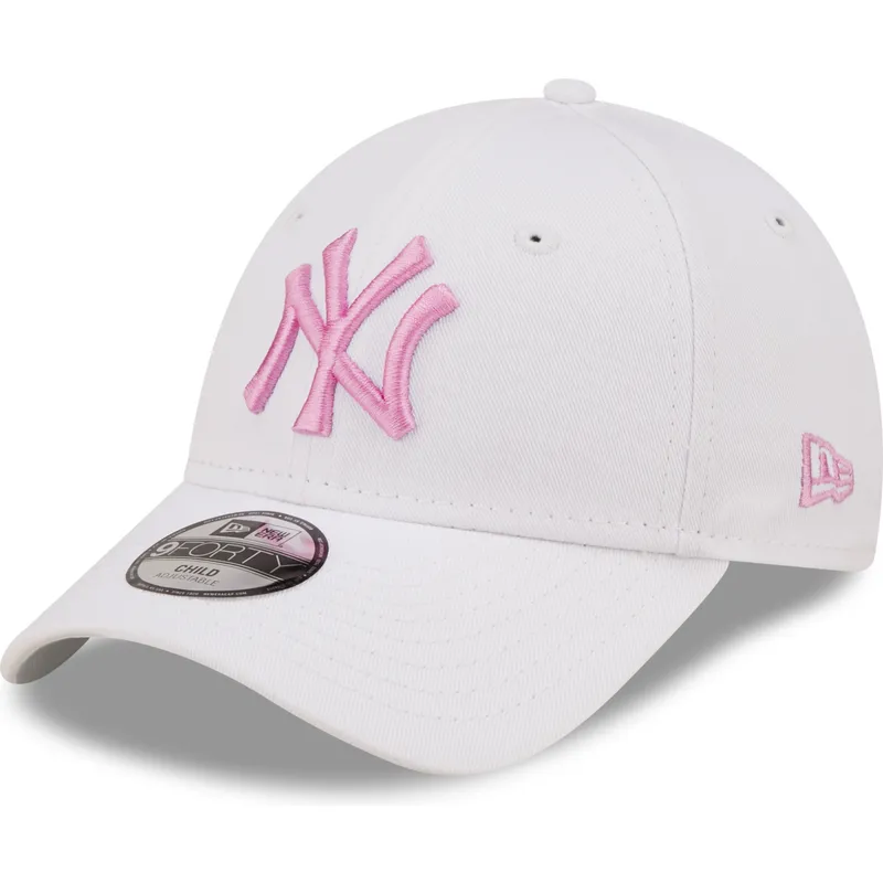 petten-gebogen-wit-verstelbaar-voor-kinderen-rosa-9forty-league-essential-van-new-york-yankees-mlb-van-new-era