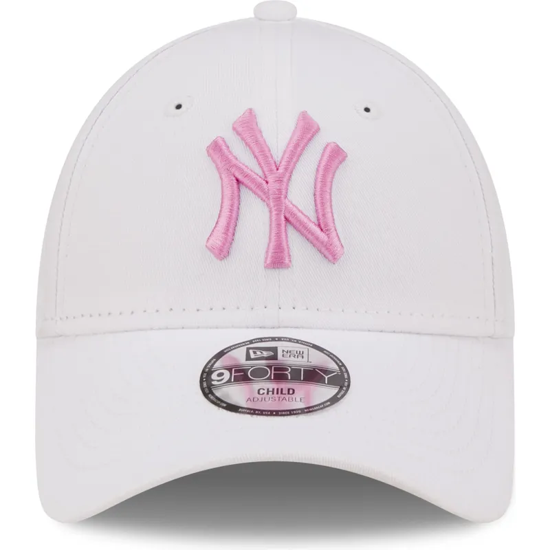 petten-gebogen-wit-verstelbaar-voor-kinderen-rosa-9forty-league-essential-van-new-york-yankees-mlb-van-new-era