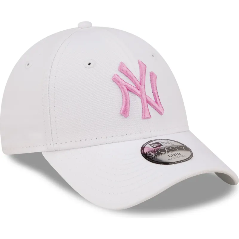 petten-gebogen-wit-verstelbaar-voor-kinderen-rosa-9forty-league-essential-van-new-york-yankees-mlb-van-new-era