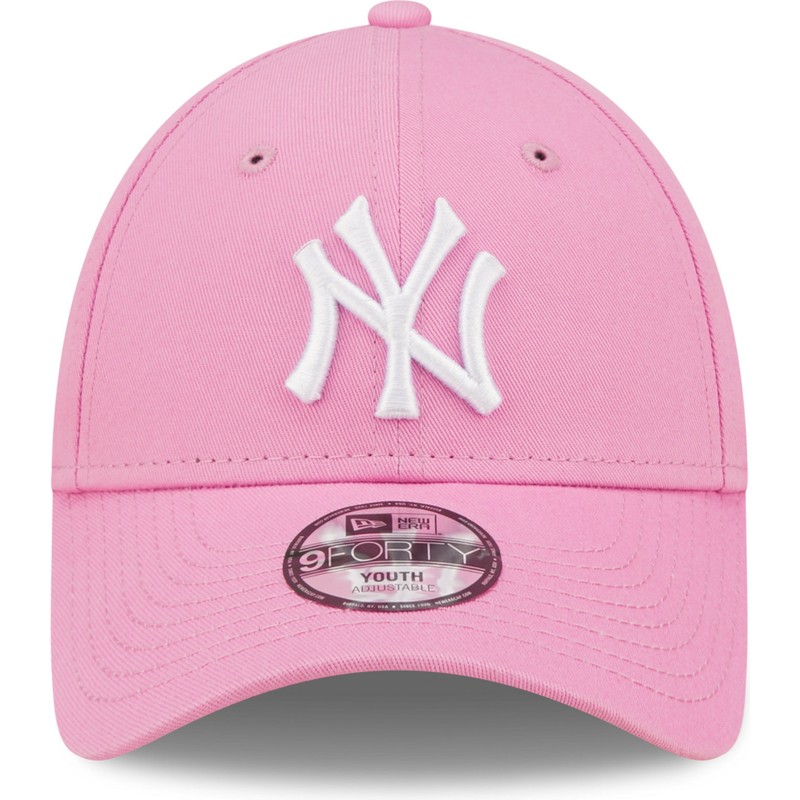 new-era-curved-brim-youth-9forty-league-essential-new-york-yankees-mlb-pink-adjustable-cap