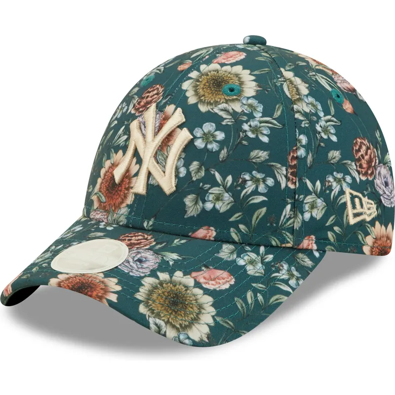 petten-gebogen-groen-verstelbaar-9forty-all-over-print-floral-van-new-york-yankees-mlb-van-new-era