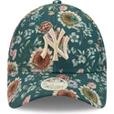 petten-gebogen-groen-verstelbaar-9forty-all-over-print-floral-van-new-york-yankees-mlb-van-new-era