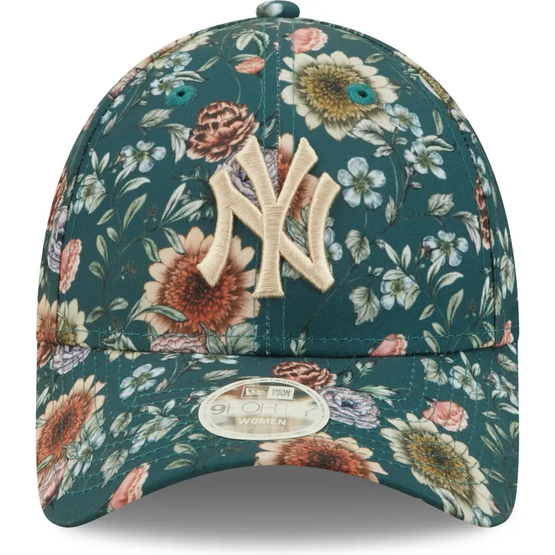 petten-gebogen-groen-verstelbaar-9forty-all-over-print-floral-van-new-york-yankees-mlb-van-new-era