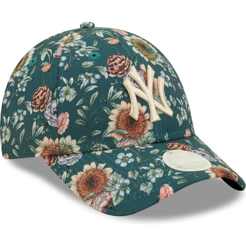 petten-gebogen-groen-verstelbaar-9forty-all-over-print-floral-van-new-york-yankees-mlb-van-new-era