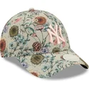 new-era-curved-brim-women-9forty-all-over-print-floral-new-york-yankees-mlb-beige-adjustable-cap