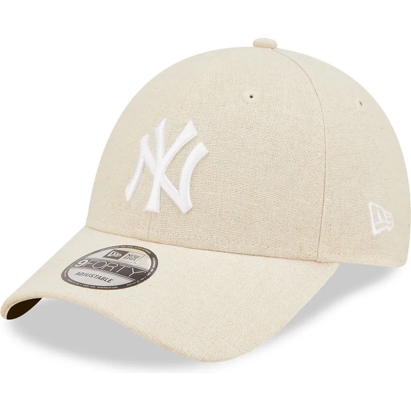 petten-gebogen-beige-verstelbaar-9forty-linen-van-new-york-yankees-mlb-van-new-era