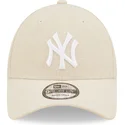 petten-gebogen-beige-verstelbaar-9forty-linen-van-new-york-yankees-mlb-van-new-era