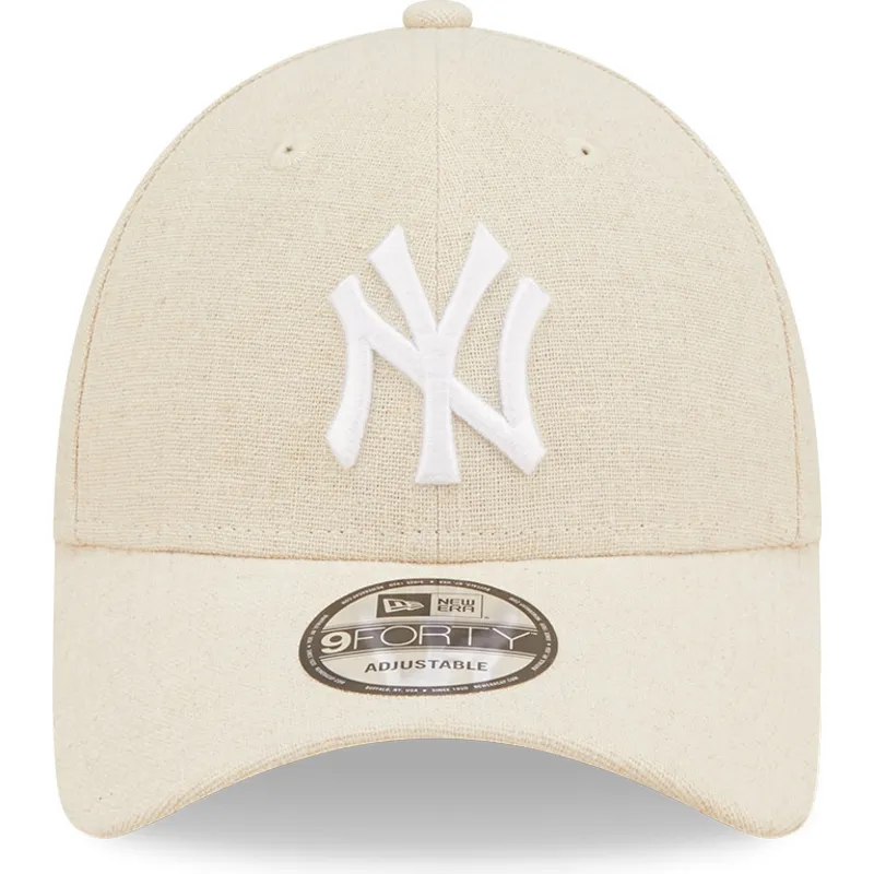 petten-gebogen-beige-verstelbaar-9forty-linen-van-new-york-yankees-mlb-van-new-era
