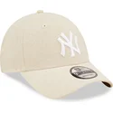 cappellino-curvo-beige-regolabile-9forty-linen-dei-new-york-yankees-mlb-di-new-era
