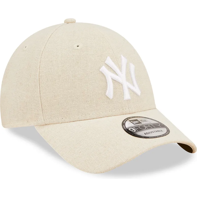 petten-gebogen-beige-verstelbaar-9forty-linen-van-new-york-yankees-mlb-van-new-era