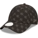 petten-gebogen-zwart-verstelbaar-9forty-monogram-van-new-york-yankees-mlb-van-new-era