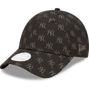 Casquette courbée noire ajustable pour femme 9FORTY Monogram New York Yankees MLB New Era