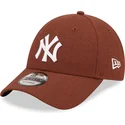 new-era-curved-brim-9forty-linen-new-york-yankees-mlb-brown-adjustable-cap