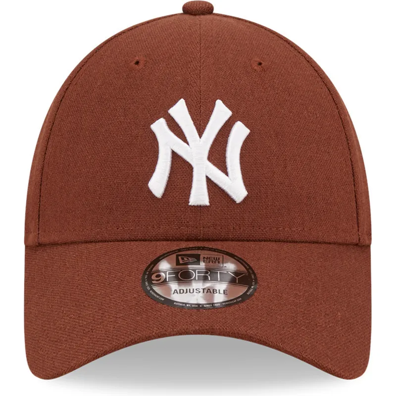 petten-gebogen-bruin-verstelbaar-9forty-linen-van-new-york-yankees-mlb-van-new-era