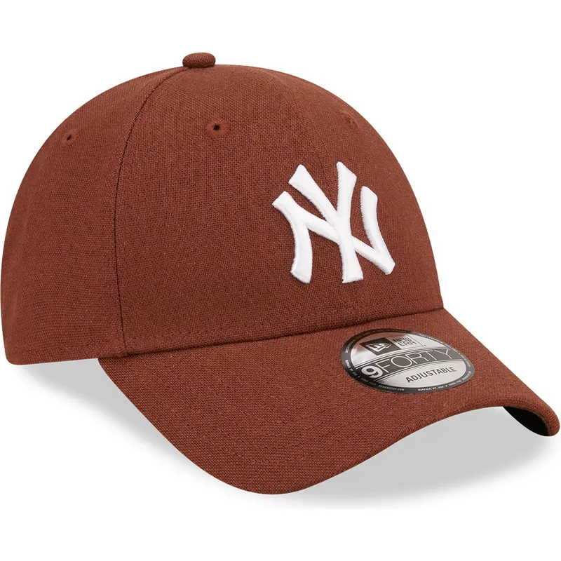 petten-gebogen-bruin-verstelbaar-9forty-linen-van-new-york-yankees-mlb-van-new-era