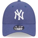 petten-gebogen-blauw-verstelbare-band-9forty-linen-van-new-york-yankees-mlb-van-new-era