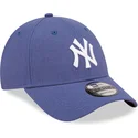 petten-gebogen-blauw-verstelbare-band-9forty-linen-van-new-york-yankees-mlb-van-new-era