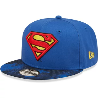 Gorra plana azul snapback para niño 9FIFTY de Superman DC Comics de New Era