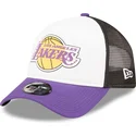 casquette-trucker-blanche-noire-et-violette-a-frame-team-colour-los-angeles-lakers-nba-new-era