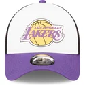 casquette-trucker-blanche-noire-et-violette-a-frame-team-colour-los-angeles-lakers-nba-new-era