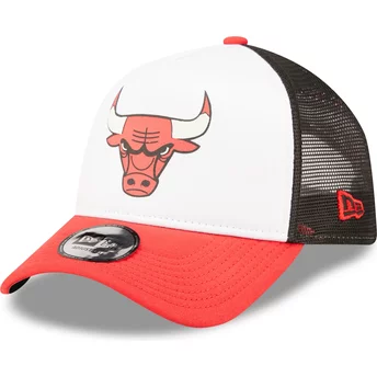 Gorra trucker blanca, negra y roja A Frame Team Colour de Chicago Bulls NBA de New Era