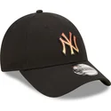 casquette-courbee-noire-ajustable-avec-logo-orange-9forty-gradient-infill-new-york-yankees-mlb-new-era