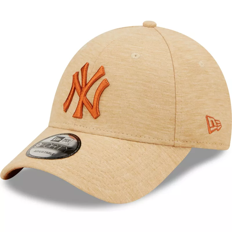 New Era Curved Brim Brown Logo 9FORTY Jersey Essential New York