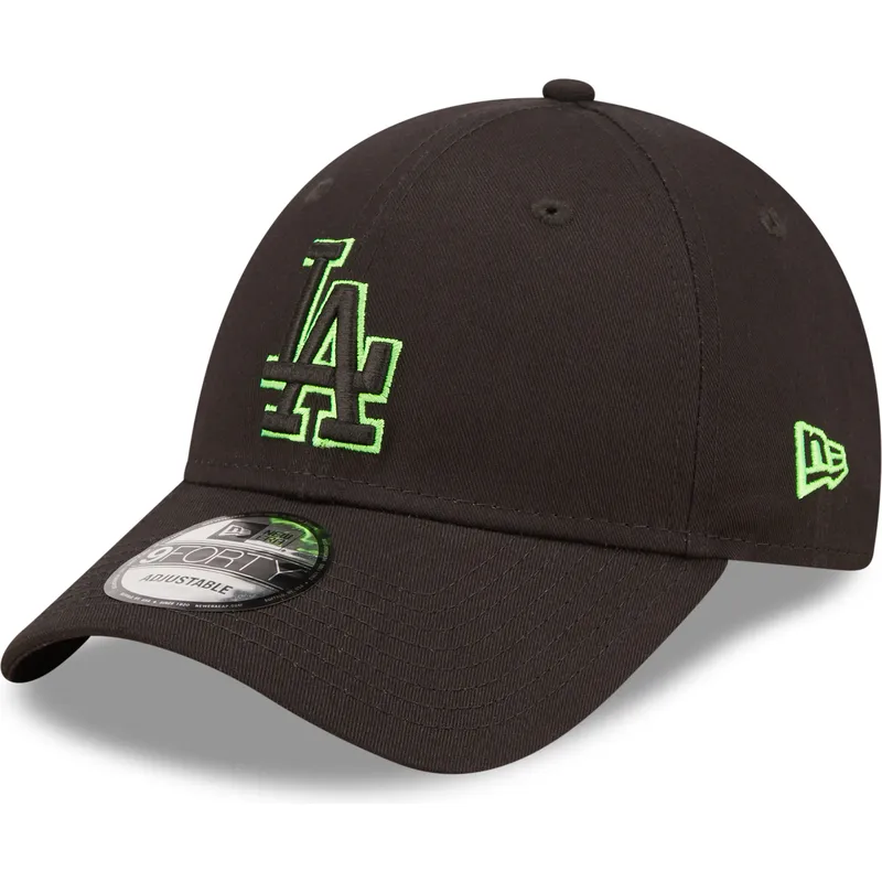 petten-gebogen-zwart-verstelbaar-9forty-neon-outline-van-los-angeles-dodgers-mlb-van-new-era