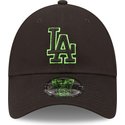 new-era-curved-brim-green-logo-9forty-neon-outline-los-angeles-dodgers-mlb-black-adjustable-cap