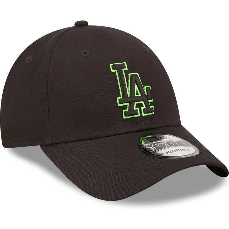 petten-gebogen-zwart-verstelbaar-9forty-neon-outline-van-los-angeles-dodgers-mlb-van-new-era
