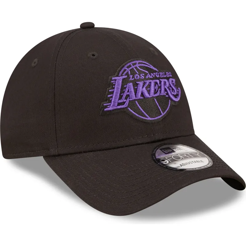 petten-gebogen-zwart-verstelbare-band-9forty-neon-outline-van-los-angeles-lakers-nba-van-new-era