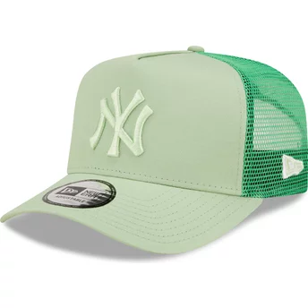Gorra trucker verde claro con logo verde A Frame Tonal Mesh de New York Yankees MLB de New Era