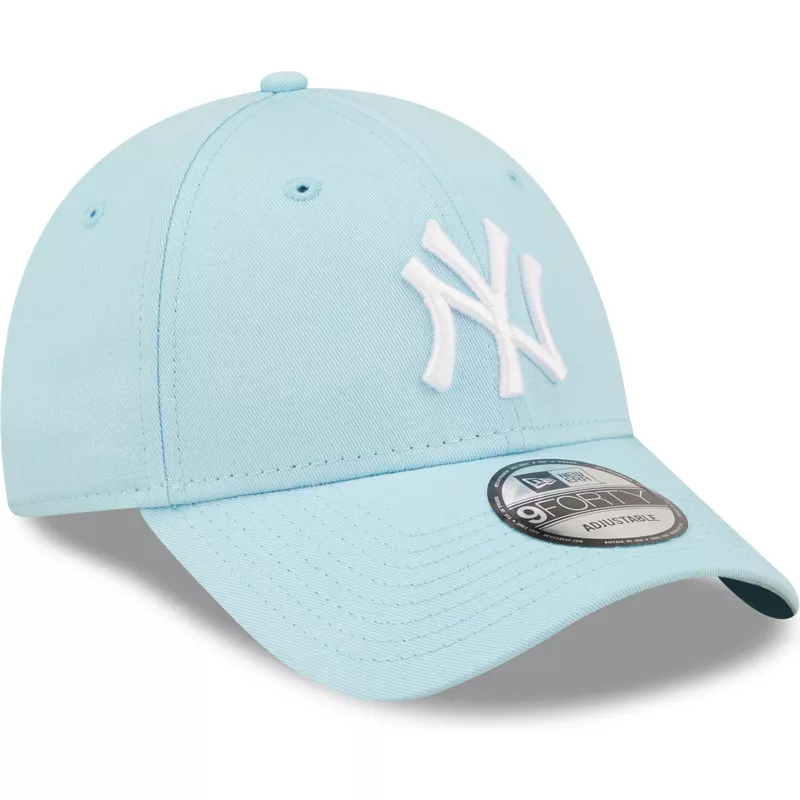light blue yankee hat with pink brim