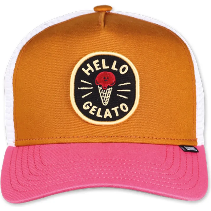 petten-gebogen-bruin-snapback-hello-gelato-hft-food-van-djinns