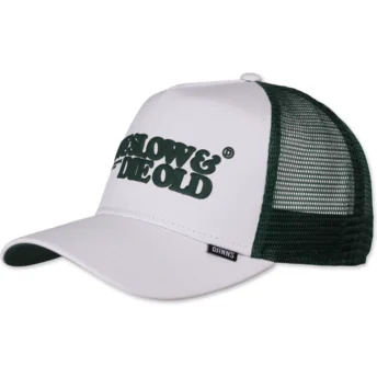 Casquette trucker blanche et verte Live Slow & Die Old HFT LSDO Djinns