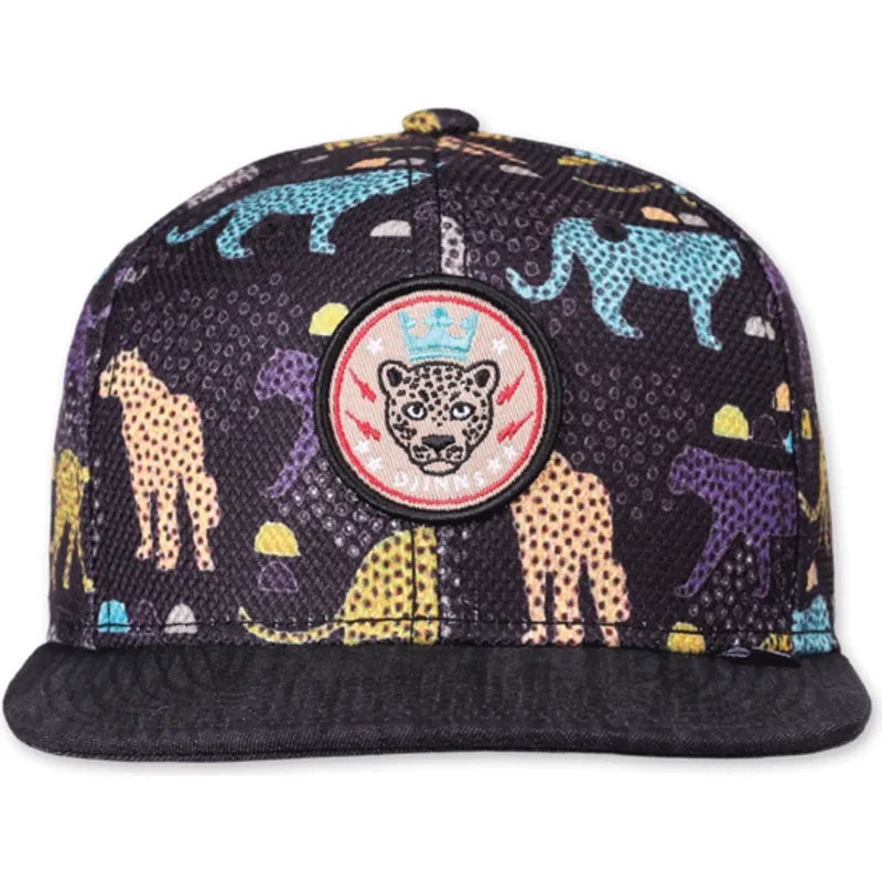 petten-plat-zwart-snapback-gepard-linen-van-djinns