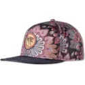 flad-sort-snapback-kasket-peacock-linen-fra-djinns