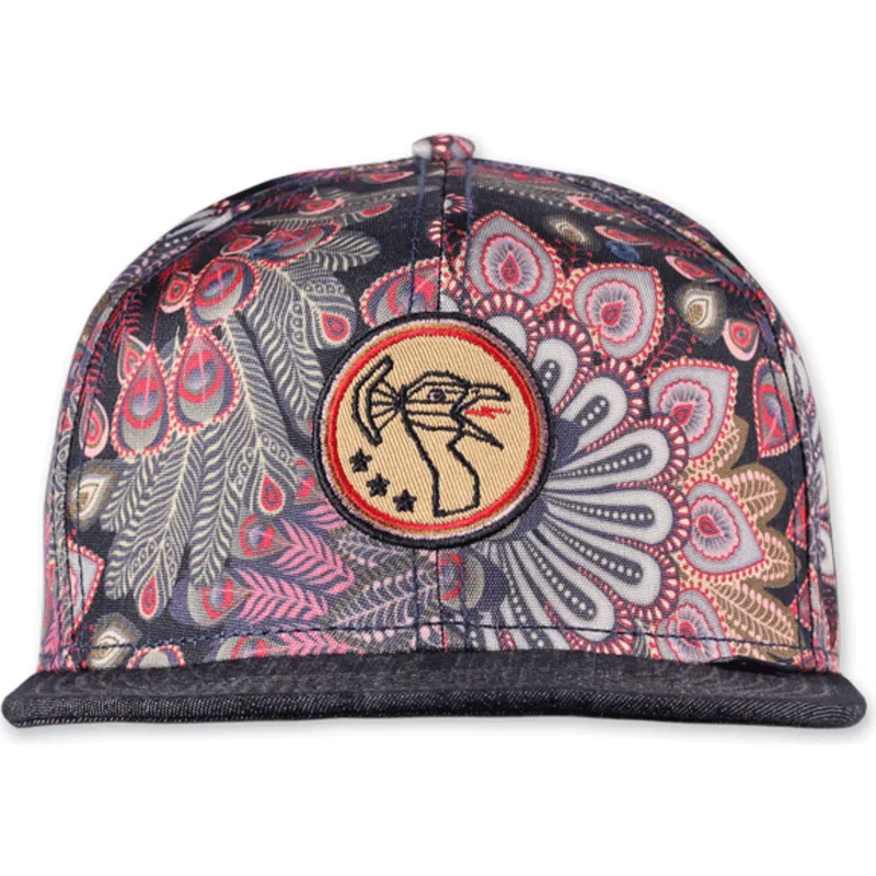 petten-plat-zwart-snapback-peacock-linen-van-djinns