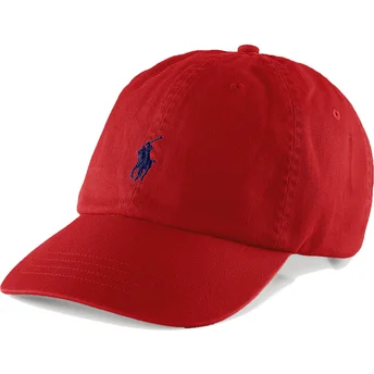 Casquette courbée rouge ajustable avec logo bleu Cotton Chino Classic Sport Polo Ralph Lauren