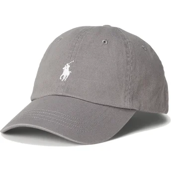 Casquette courbée grise ajustable avec logo blanc Cotton Chino Classic Sport Polo Ralph Lauren