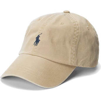 Gorra curva marrón claro ajustable con logo azul Cotton Chino Classic Sport de Polo Ralph Lauren