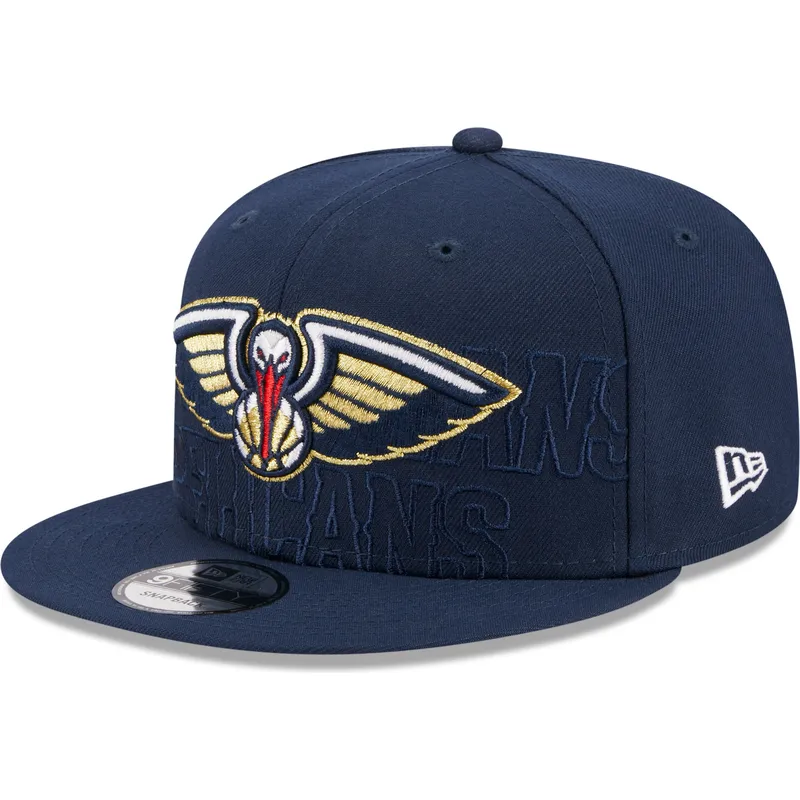 petten-plat-marineblauw-snapback-9fifty-draft-edition-2023-van-new-orleans-pelicans-nba-van-new-era