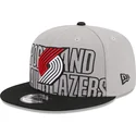 casquette-plate-grise-et-noire-snapback-9fifty-draft-edition-2023-portland-trail-blazers-nba-new-era