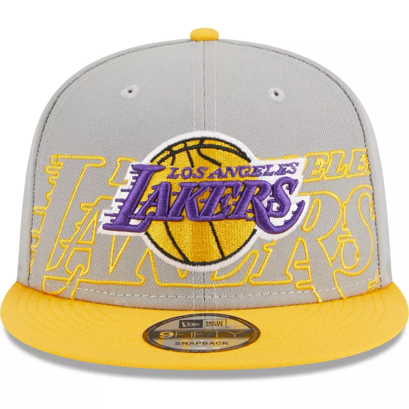 Caphunters - New Era Flat Brim 9FIFTY Draft Edition 2023 Los Angeles Lakers  NBA Grey and Yellow Snapback Cap